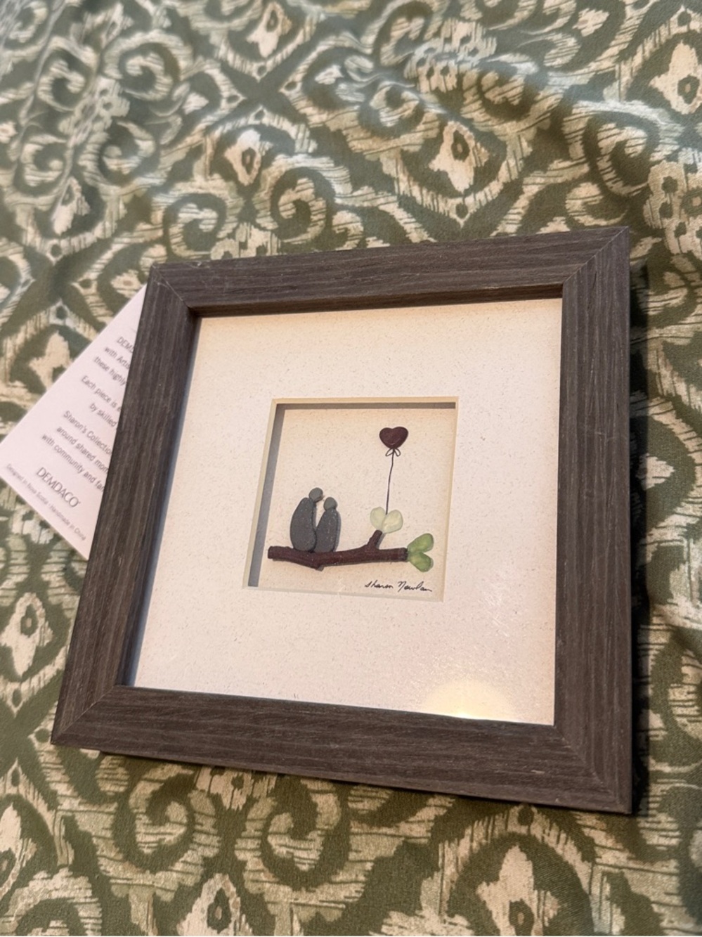 Demdaco Gray Wood-Look Framed Love Birds Art